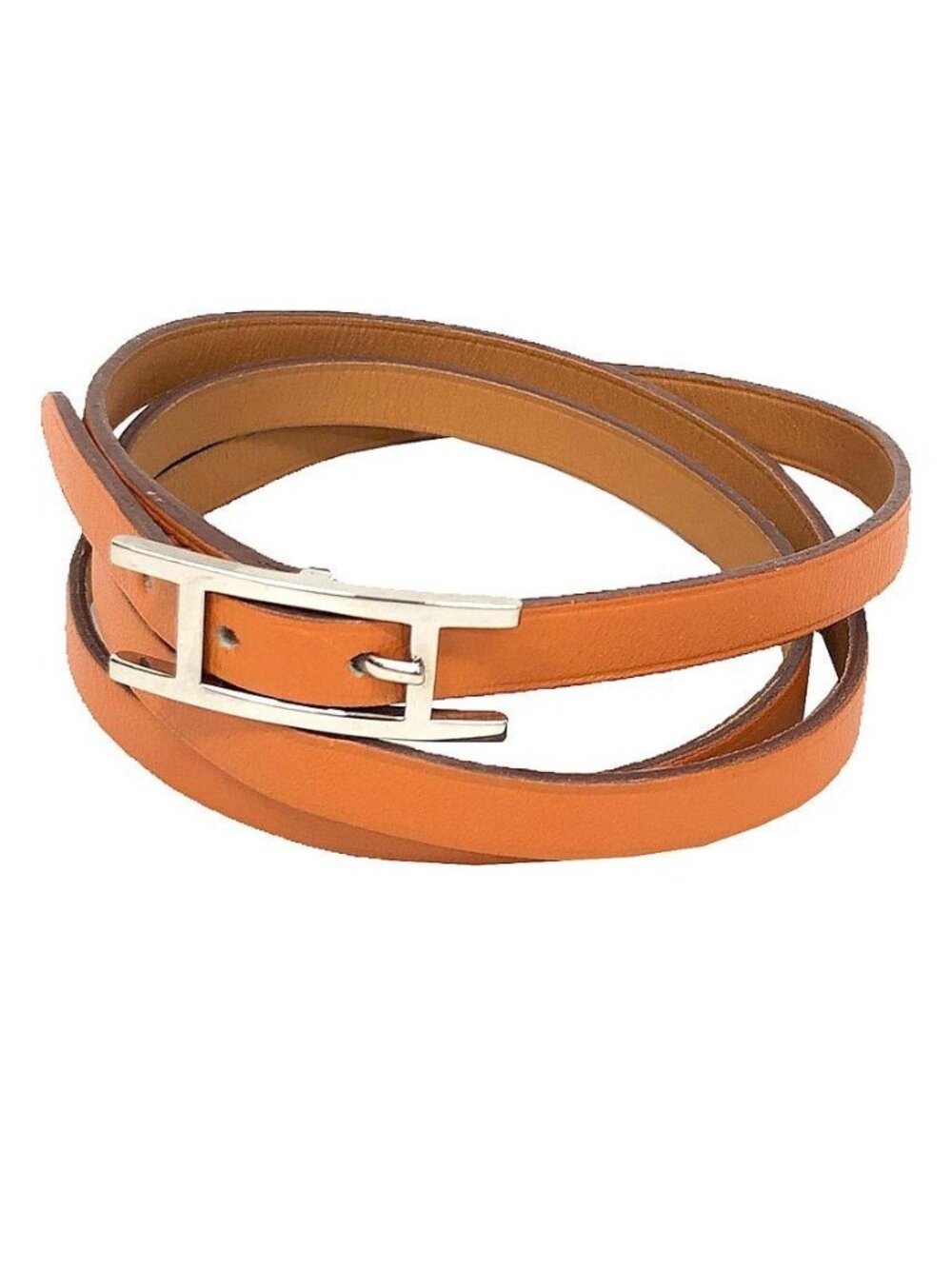 Hermes Hapi 3 Bracelet Sa Leather Longbracelet Choker Orange